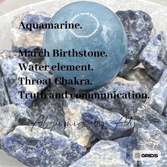 Aquamarine sphere wire wrapped silver ring manifesting self expression - Picture 4 of 5